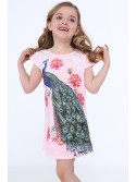 Dress with a peacock, light pink NDZ8128 - Online store - Boutique